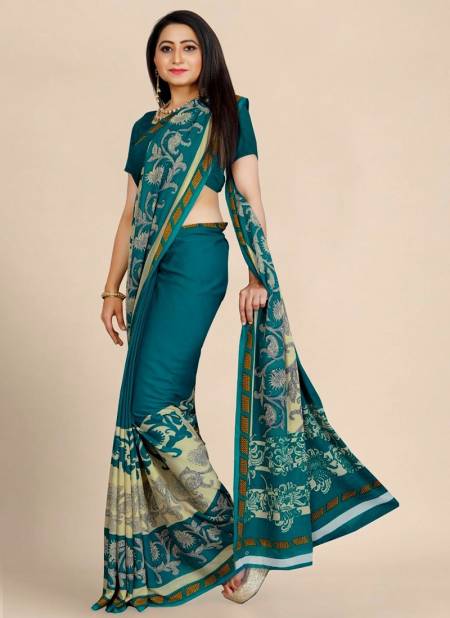 Firozi Colour New Latest Designer Regular Wear Renial Saree Collection 1015